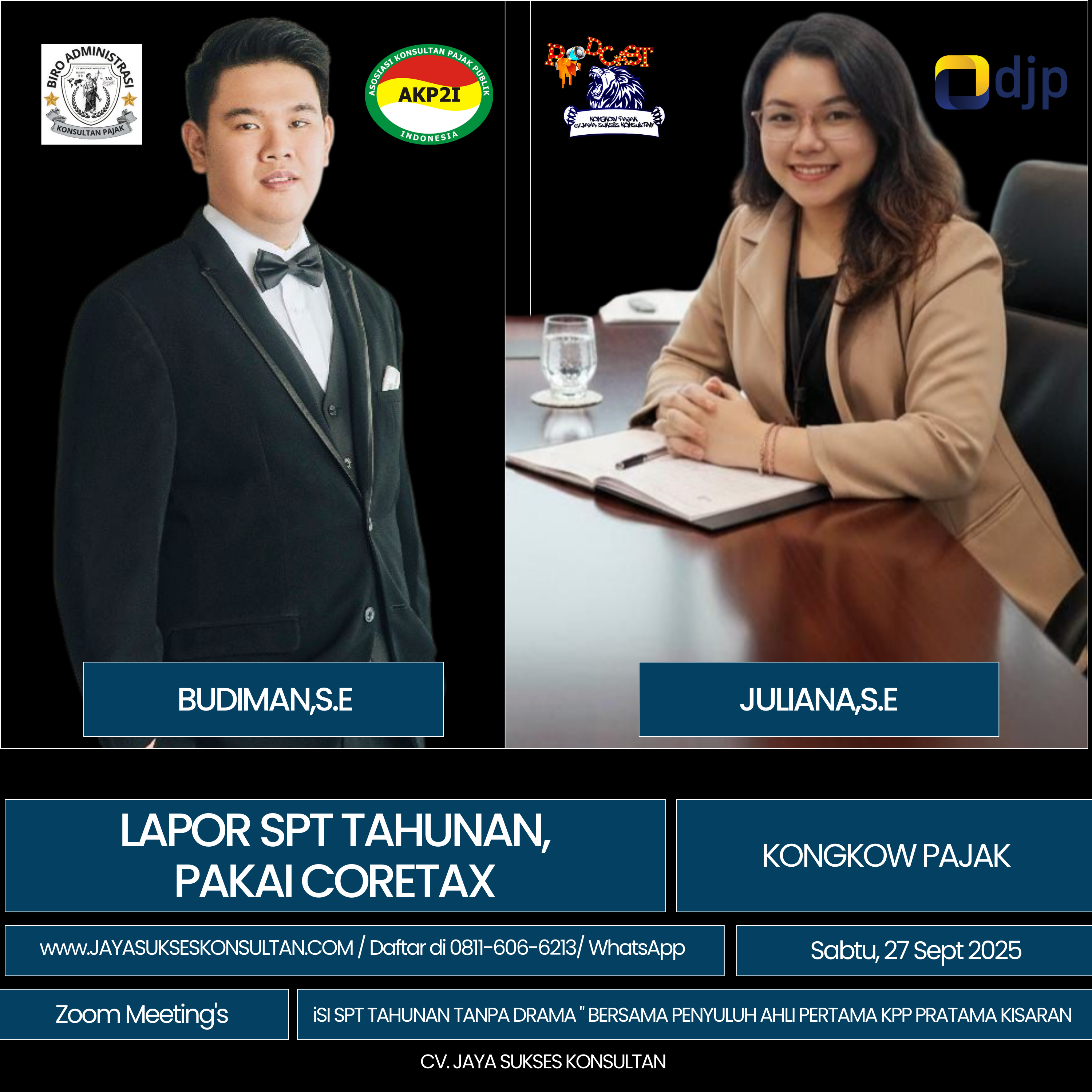 Edukasi Pajak Lewat Zoom: “Lapor SPT Tahunan, Pakai Coretax” Bersama Jaya Sukses Konsultan